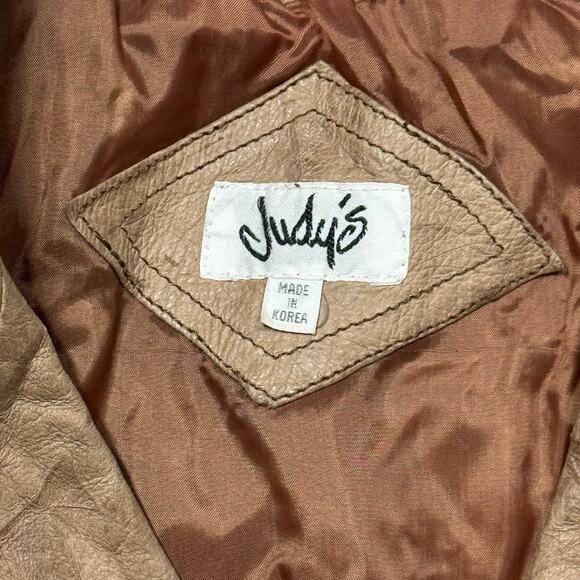 VTG Womens Cropped Distressed Jacket 70s Size S Tan Motorcycle Bomber Dolman - Picture 9 of 14